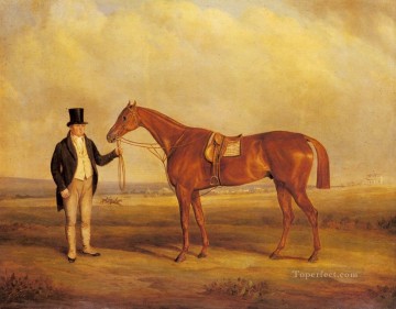 Un caballero sosteniendo un caballo peligroso John Ferneley Snr Pinturas al óleo